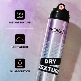 Redken Dry Texture Spray provides instant lightweight texture and oil absorption.