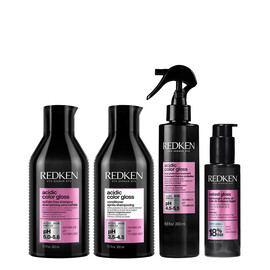 Redken Acidic Color Gloss Hair Shine Bundle of Shampoo, Conditioner and Naked Gloss Lightweight Shine Oil