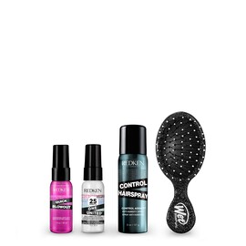 Redken Travel Size Quick Blowout, One United, Control Hairspray and Mini Brush Set
