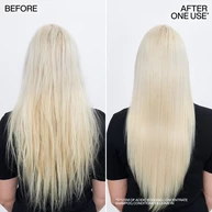 Image of model before and after use of Redken Acidic Bonding Concentrate Shampoo and Conditioner. Hair is left stronger, repaired and healthy-looking.