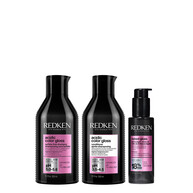 Redken Acidic Color Gloss Hair Shine Trio of Shampoo, Conditioner and Naked Gloss Lightweight Shine Oil bundle