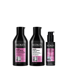 Redken Acidic Color Gloss Hair Shine Trio of Shampoo, Conditioner and Naked Gloss Lightweight Shine Oil bundle