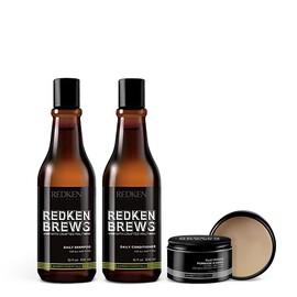 REDKEN BREWS MEN'S WASH AND STYLE SET WITH CLAY POMADE