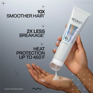 Redken Acidic Bonding Concentrate Leave-In Treatment provides 10x smoother hair, 2x less breakage and heat protection up to 450 degrees.