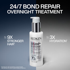 Acidic Bonding Concentrate 24/7 Night & Day Serum provides 9x stronger hair and 3x hydration.