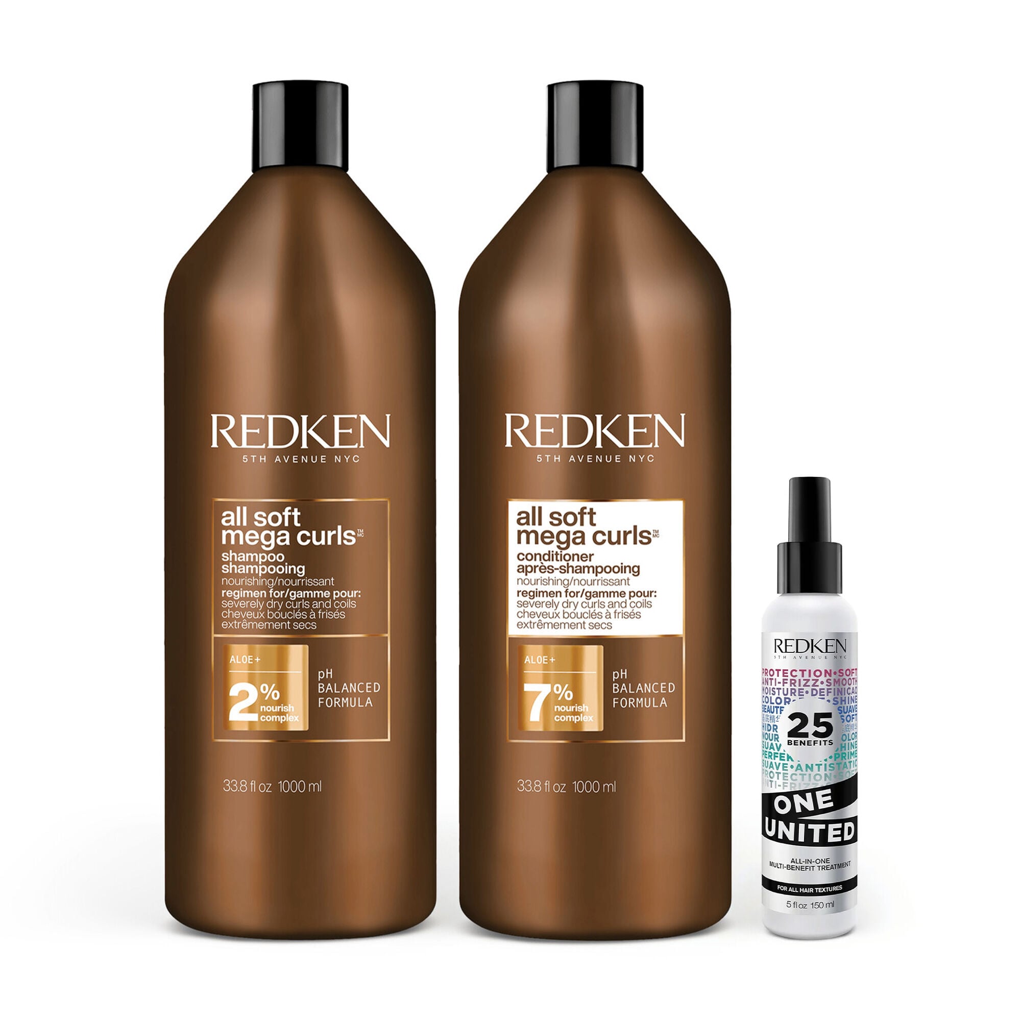 All Soft Mega Curls Shampoo, Conditioner and One United Leave-In Conditioner Set