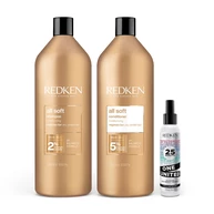 Redken All Soft Shampoo, Conditioner and One United Leave-In Conditioner Set