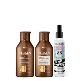 All Soft Mega Curls Shampoo, Conditioner and One United Leave-In Conditioner Set