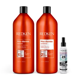 Frizz Dismiss Shampoo, Conditioner and One United Leave-In Conditioner Set