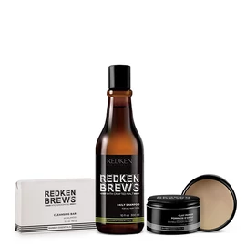 REDKEN BREWS MEN'S GO TO SET WITH CLAY POMADE