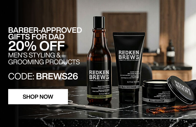 20% off men's styling and grooming products with code: BREWS26
