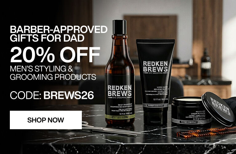 20% off men's styling and grooming products with code: BREWS26