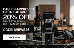20% off men's styling and grooming products with code: BREWS26