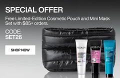 Redken: Free limited edition cosmetic pouch and mini mask set with $85+ orders