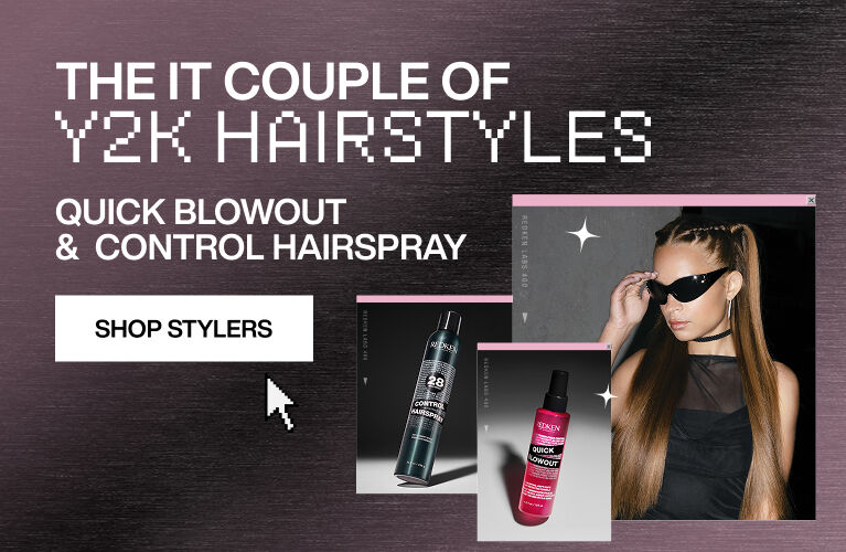 y2k hairstyles, quick blowout and control hairspray
