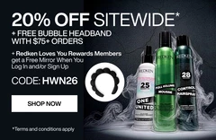 Redken Halloween Promo, 20% off sitewide + free bubble headband with $75+ orders