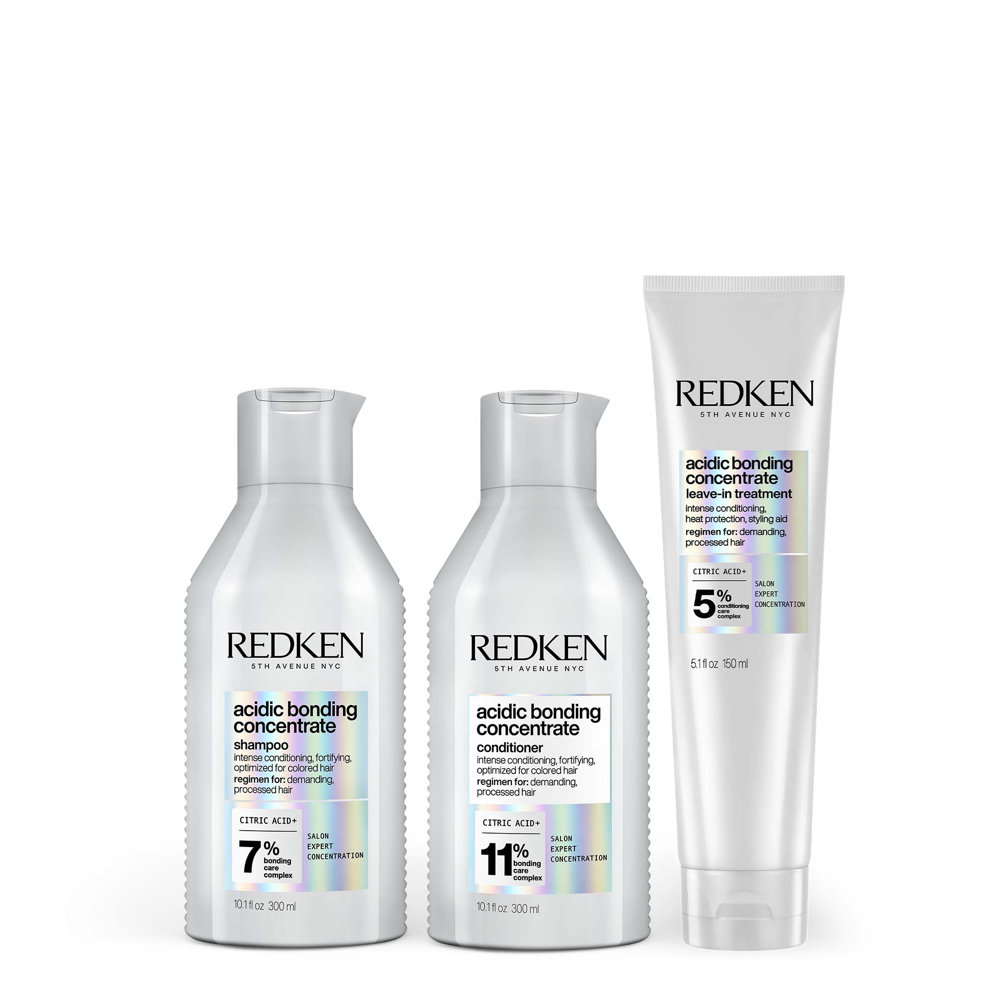 Redken - Acidic Bonding Concentrate Trio: Shampoo, Conditioner & Treatment - 300 ml / 10.1 fl oz