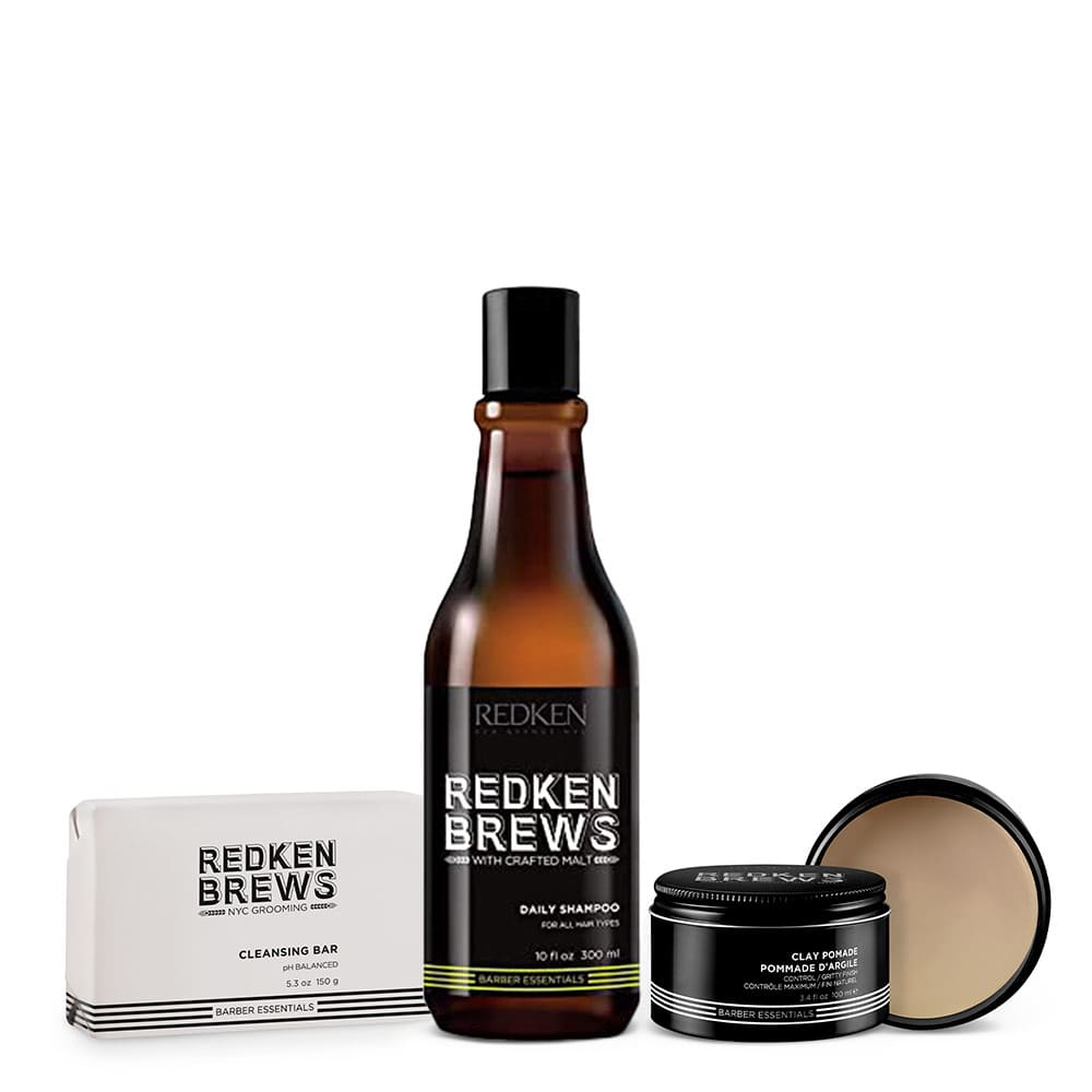 Redken - Brews Mens Go-To Set Shampoo Clay Pomade Cleanser 58$