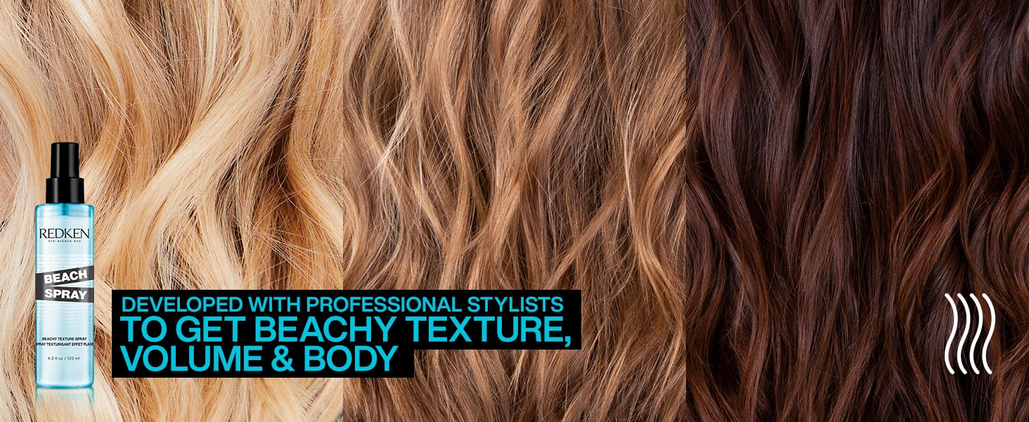 Redken Beach Spray Developed with Professionals to get Beachy Texture, Beach Waves, Volume & Body