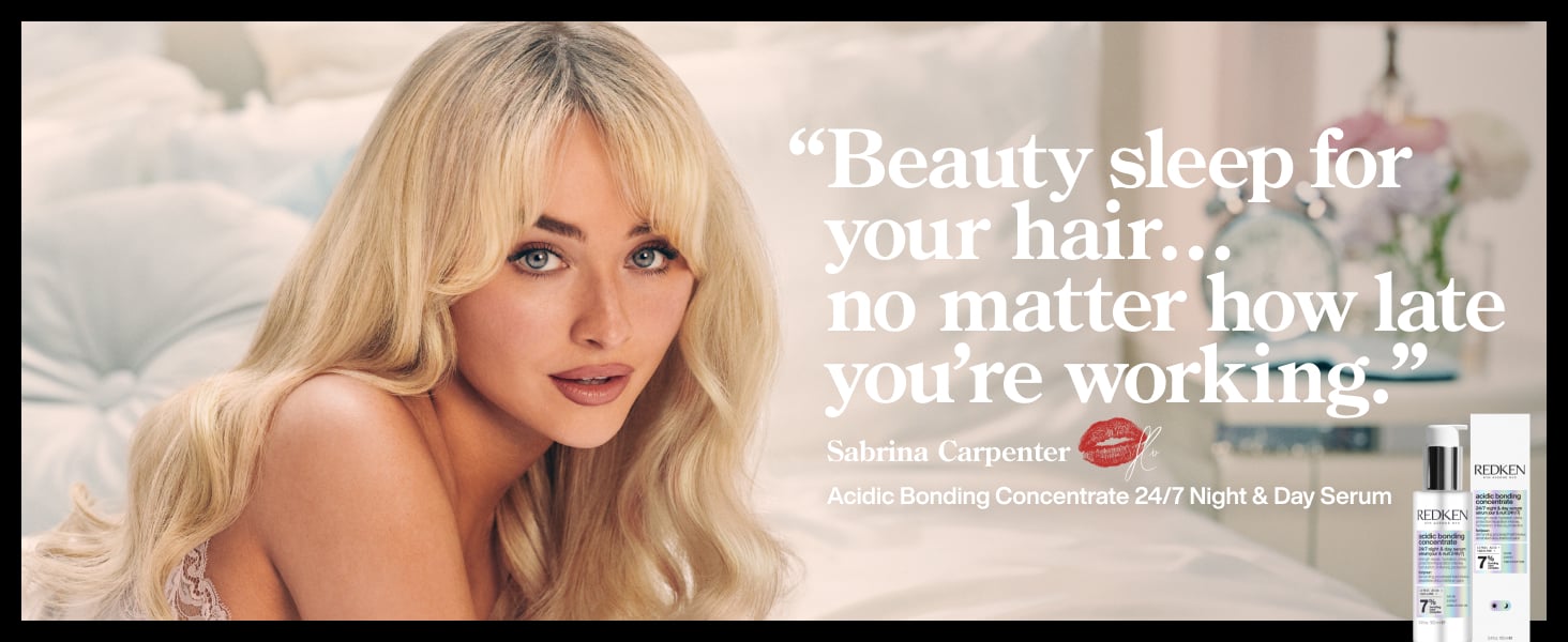Sabrina Carpenter uses Redken Acidic Bonding Concentrate 24/7 Overnight Serum for Damaged Hair Repair