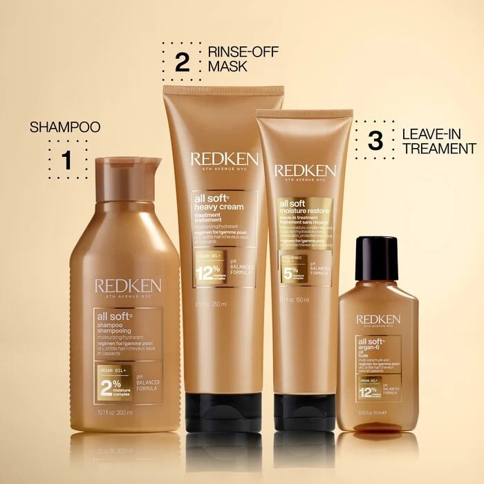 Redken All Soft Cleanse Treat Deep Condition Dry Hair Routine